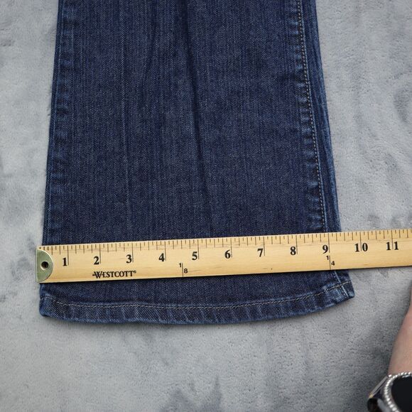 Calvin Klein Jeans Womens 30 Blue Flared Low Rise 5 Pocket Dark Wash Denim Pants - Picture 6 of 16